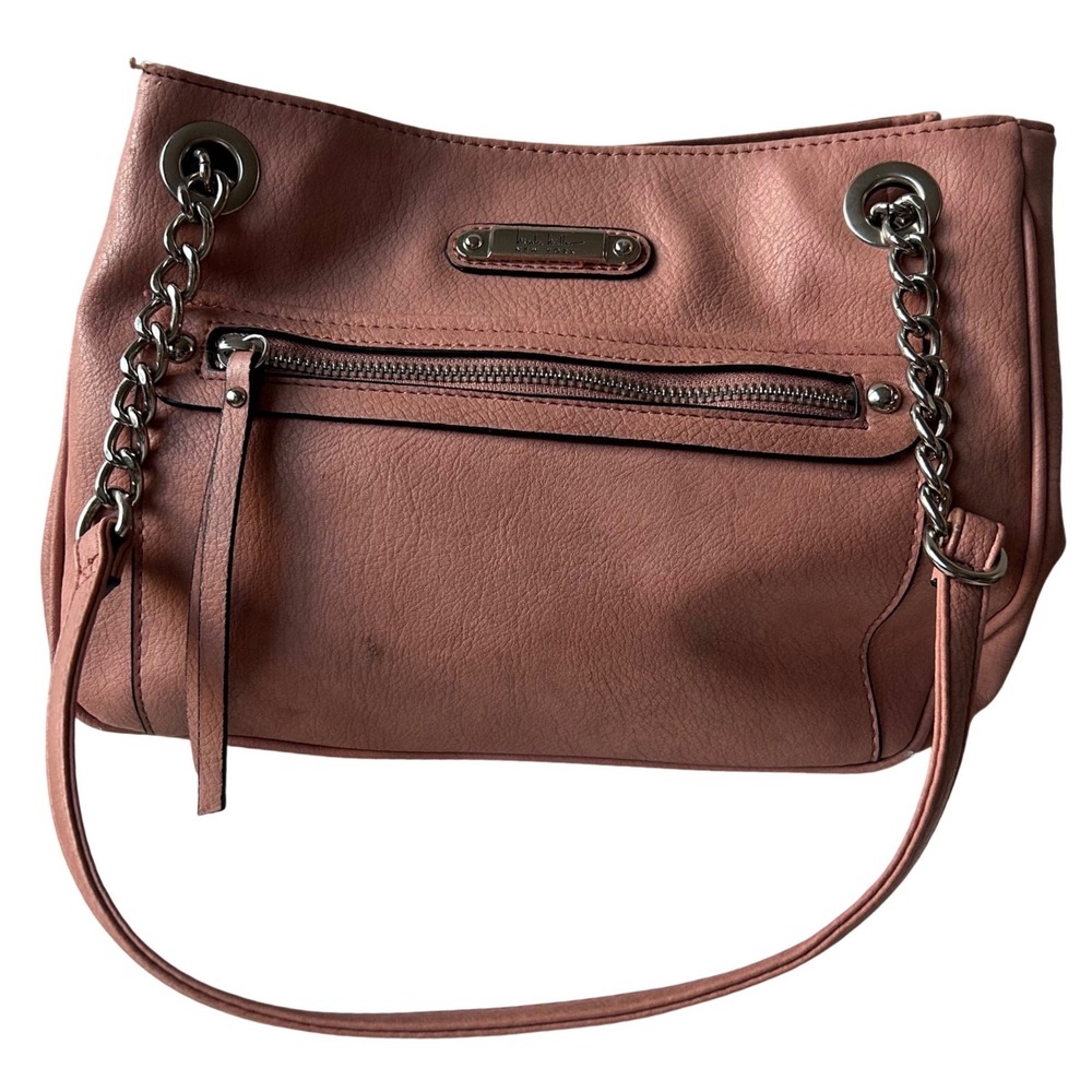 Nicole Miller Shoulder Bag Medium Pink Chain Strap Hobo READ